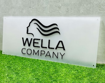 Insegna rettangolare personalizzata in acrilico per attività commerciali, insegna con logo in acrilico, targhe per porte di uffici, acrilico satinato, insegne con logo per piccole imprese e saloni di bellezza.