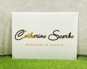 Cartello aziendale in acrilico personalizzato per matrimoni ed eventi, cartellonistica con logo personalizzato, cartello da parete per ufficio trasparente satinato, cartello per porta di piccole aziende, arredamento per ufficio