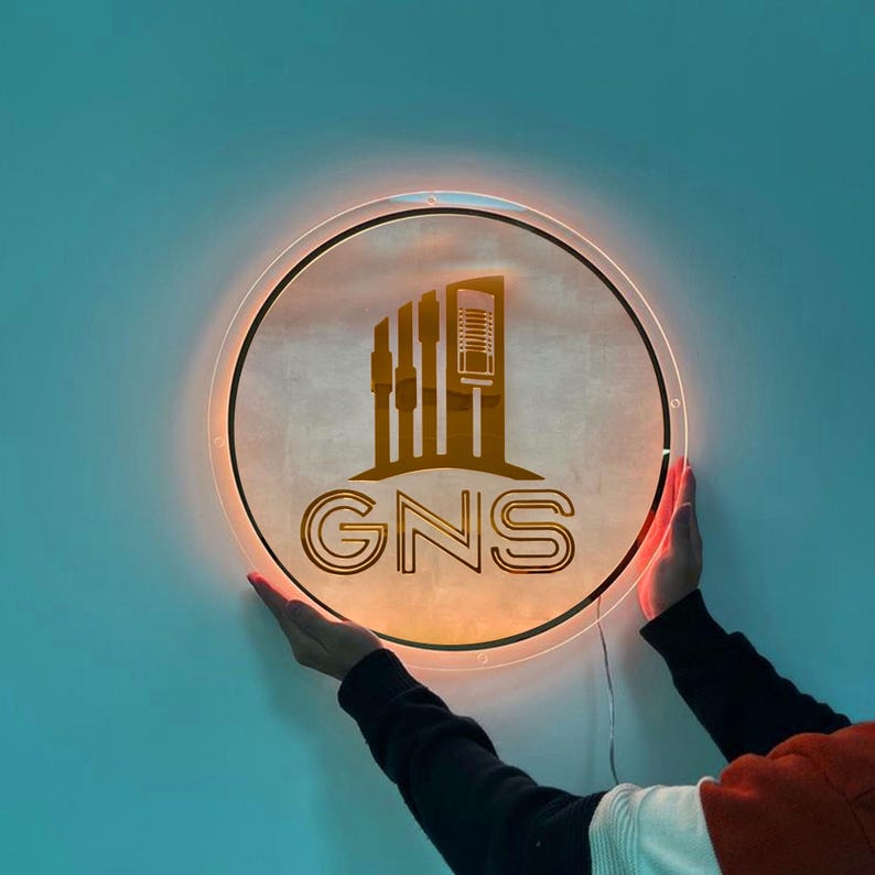 Custom Backlit Acrylic Business Sign, Round Acrylic Sign, Backlit ...