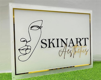 Rectangular Personalized 3D Backlit Business Sign Wall | LED logo Sign | Backlit Logo Sign | Salon Backlit Sign | Office Wall Light Up Sign