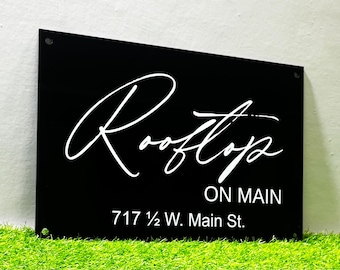 Schwarzes rechteckiges Acryl-Business-Zeichen, individuelles Büro-Wandschild, Office-Logo-Zeichen, individuelles Logo-Acryl-Zeichen, 3D-Logo-Zeichen,