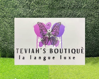 Insegna personalizzata in acrilico 3D con logo esclusivo per boutique, insegna da parete con nome aziendale, insegna decorativa per ufficio, segnaletica in acrilico per piccole imprese, insegna per negozi