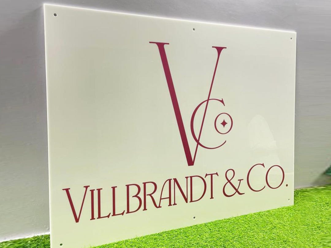 Custom White Acrylic Rectangular Business Logo Signs, Unique Wall and ...