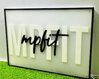 Rectangular Custom Acrylic Backlit Business Sign, Custom Logo Sign, Acrylic Business Name Sign, Custom Office Wall Sign, Small Business Sign