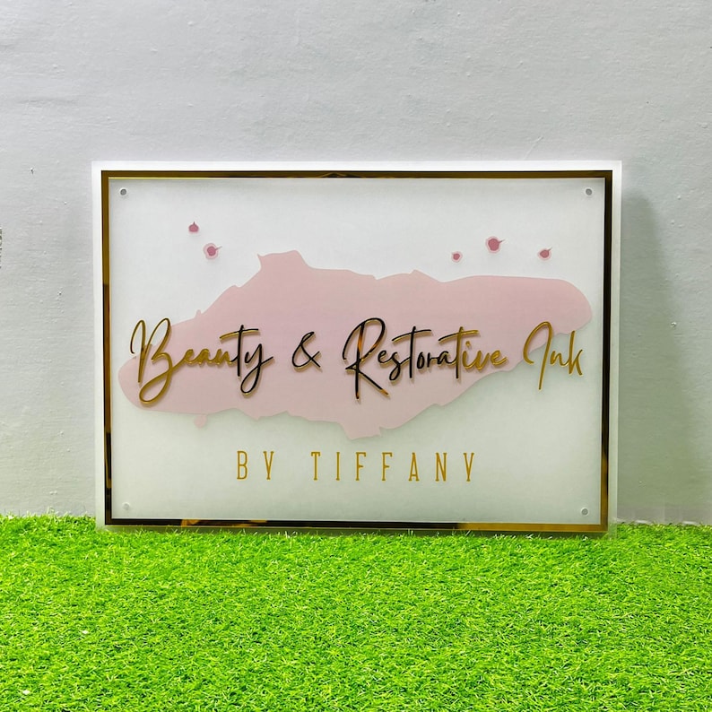 Restorative Sign Silver Mirror Lettering/logo Sign for Your Brand, Custom UV Acrylic ...