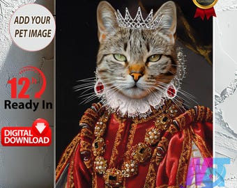 Retrato personalizado de animal de estimação real: arte real de gato ou cachorro (download digital)