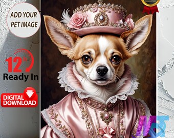 Custom Royal Pet Portrait From Photo, Dog Uniform Portrait, Regal Pet Portrait, Royal Dog Portrait, Pet Lover Gift, Wall Art, Gift For Her.