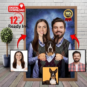 Custom 3 Person Step Brothers Family Portrait | Funny Portrait | Family Gift Ideas | Personalised Mom Gift | Gifts For Her Digital Download.