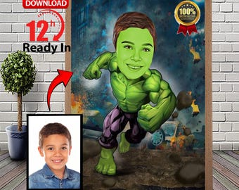 Ritratto personalizzato di un supereroe: arte digitale personalizzata per la famiglia (download digitale)