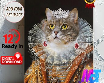 Custom Royal Pet Portrait: Unique Pet Memorial Gift (Digital Download)