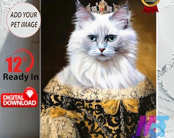 Retrato de mascota real personalizado: Lienzo clásico de mascota (descarga digital)