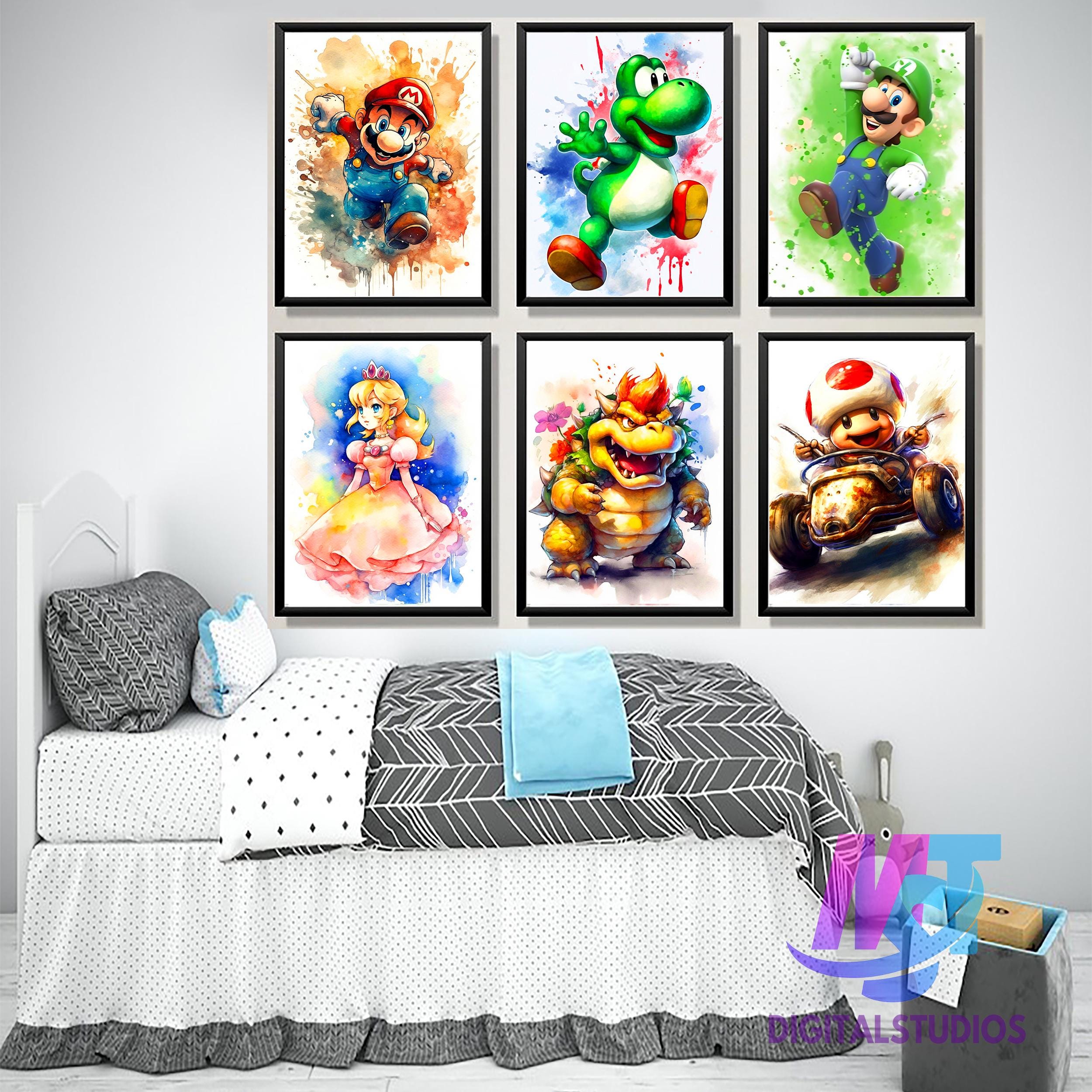 Super Mario Watercolor Art Prints: Kids Room Wall Decor (digital ...