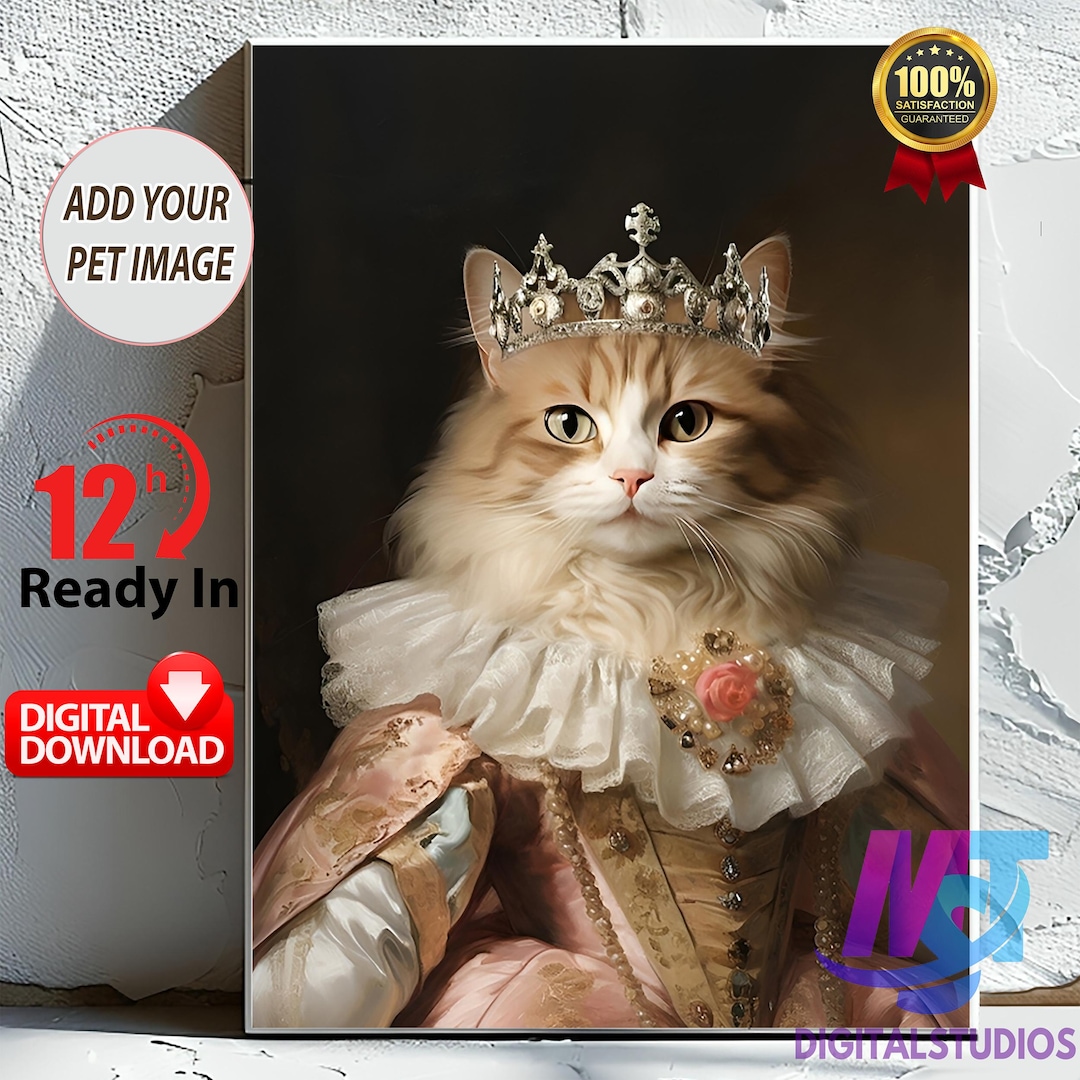 Custom Royal Pet Portrait: Regal Cat or Dog Art (digital Download) - Etsy