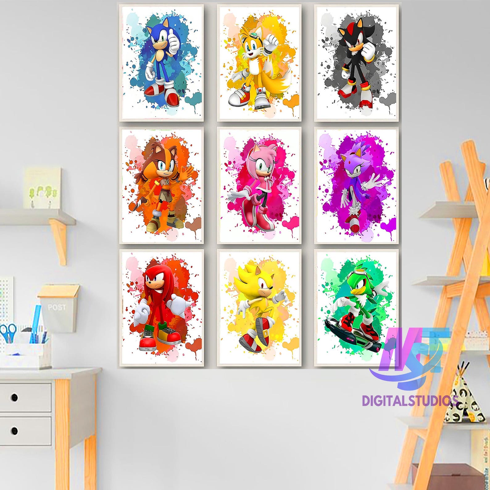 Watercolor Sonic Art Print Set: Kids Room Decor (digital Download) - Etsy