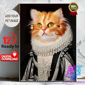 Custom Royal Cat Portrait: Renaissance Pet Painting (Digital Download)