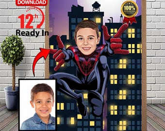 Ritratto caricaturale personalizzato di Spider-Man: regalo supereroe personalizzato (file digitale)