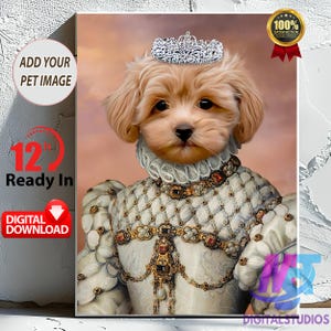 Custom Regal Pet Portrait, Royal Dog Painting, Pet Portrait, Royal Dog Portrait, Pet Portrait gift, Wall Art, Renaissance Pet Portrait.