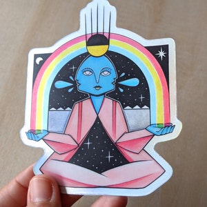 The Muse Vinyl Sticker, die cut sticker holographic sticker bumper sticker decal rainbow goddess crown stars surreal psychedelic