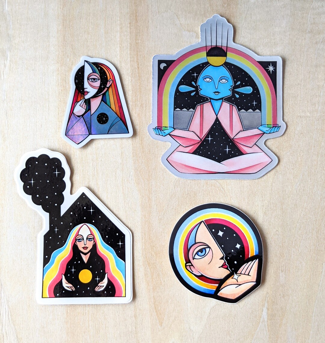 Rainbow Goddess Sticker Set, Vinyl Stickers, Holographic, Decal, Die ...