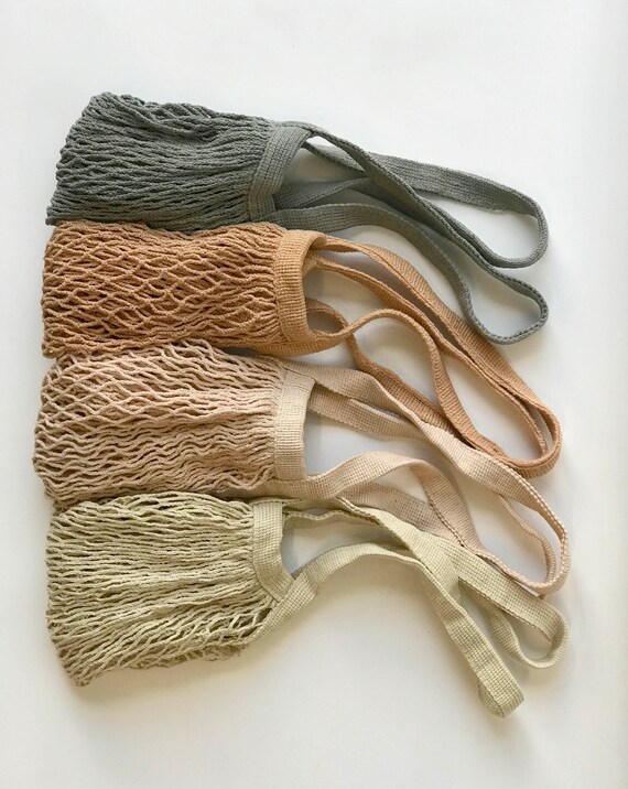 Mesh Bag Plant Dyed Organic Cotton Reusable Shopper Beach Etsy