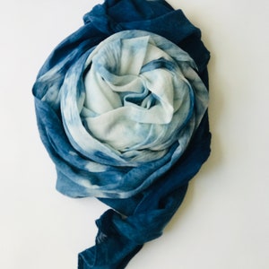 Indigo blue organic cotton scarf wrap sarong shawl plant dyed beach resort mother's gift shibori holiday vacation image 7