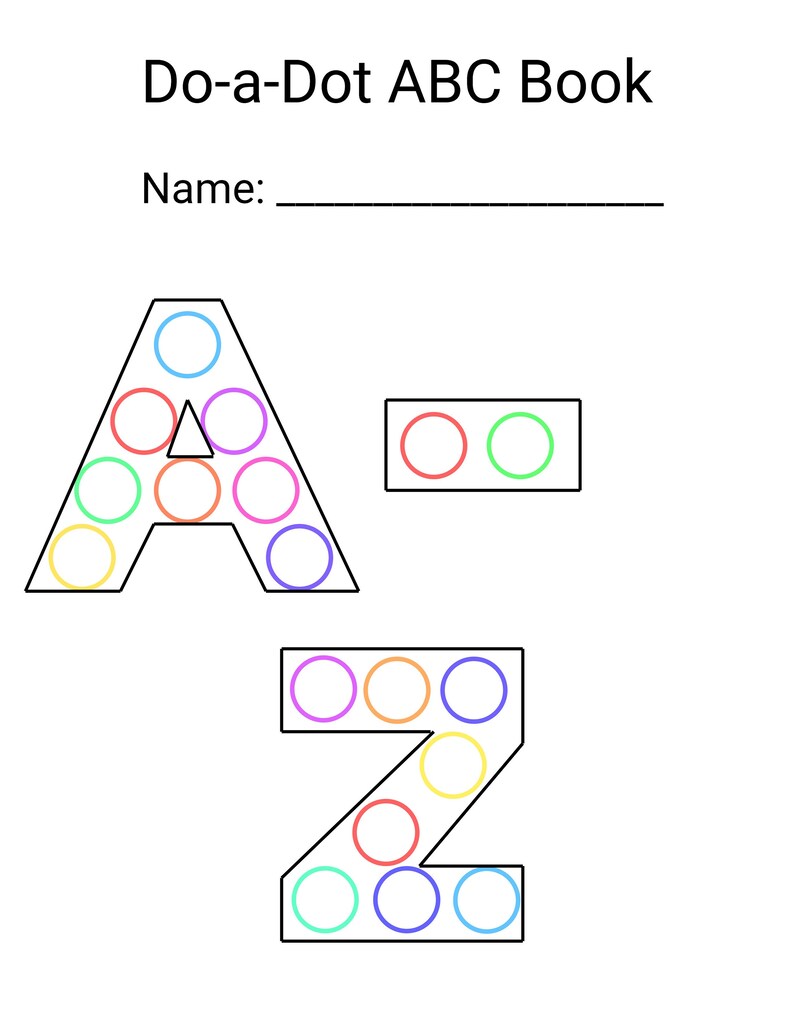 Doa Dot Alphabet Printables, Do a Dot ABC Pages Etsy