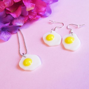 I Love Eggs Necklace - Cute Miniature Sunny Side Up Egg Necklace