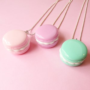 Cute Pastel Macaron Necklace - tea, pastry, dessert