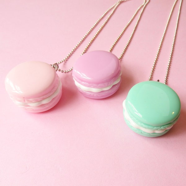 Joli collier macaron pastel - thé, pâtisserie, dessert