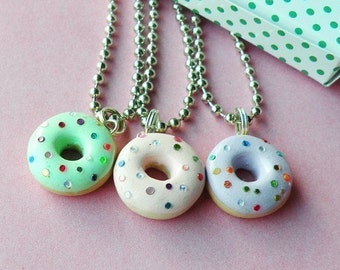 Sparkly Donut Necklaces - Pink, Mint, or Purple Lilac