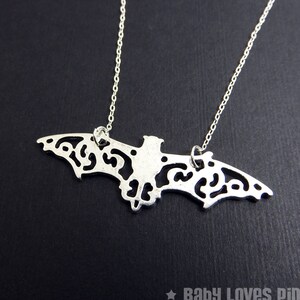 Bat Filigree Silver Necklace