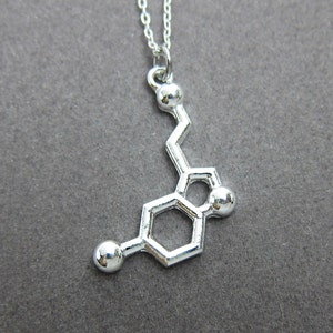 Serotonin the Happy Hormone Necklace biochemistry science happy molecule T4 image 1