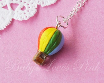 Rainbow Hot Air Balloon Necklace  (R3A)