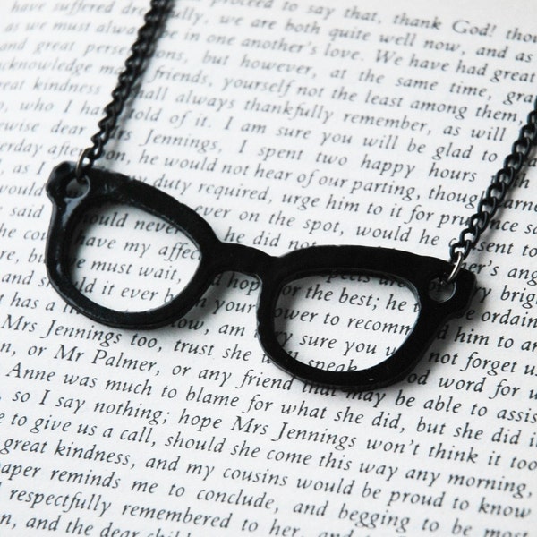 Black Frame Nerd Glasses Necklace