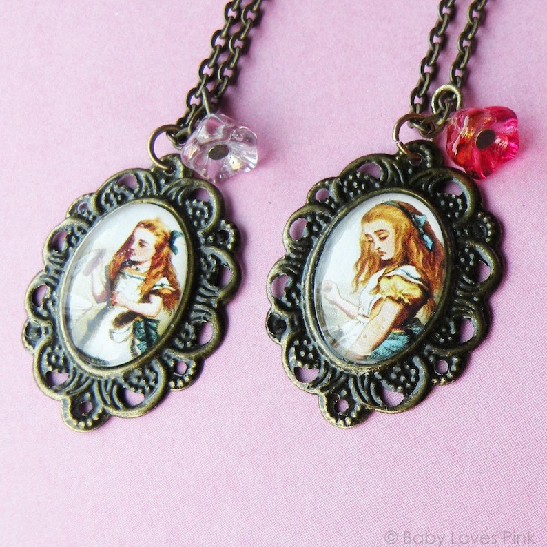 Alice in Wonderland Necklace Collection Antique Brass Etsy