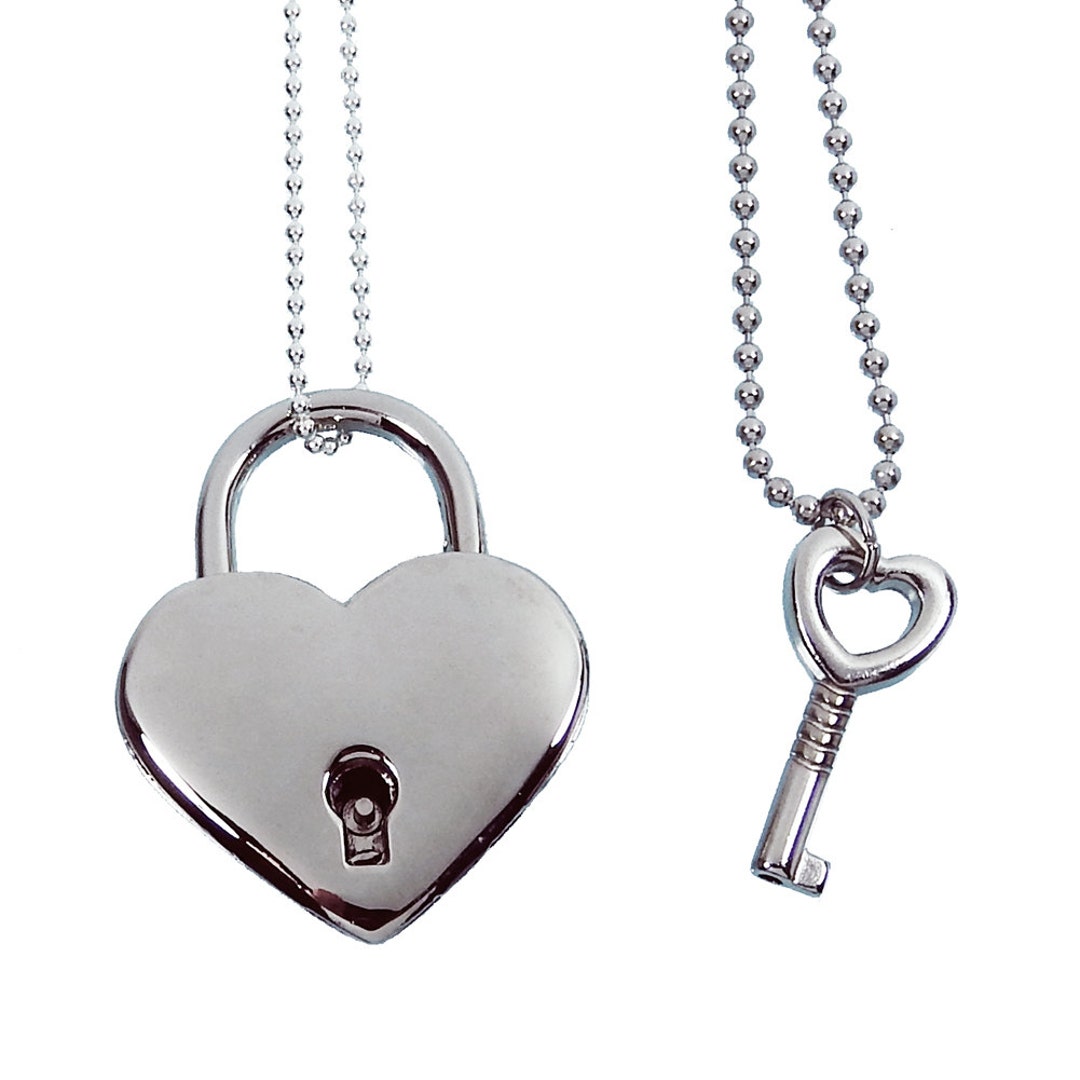 Hicarer Couple Heart Charm Lock Bracelet and Key Necklace Set