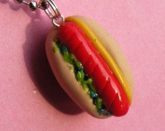 Handmade Hot Dog Necklace  (D1B3)