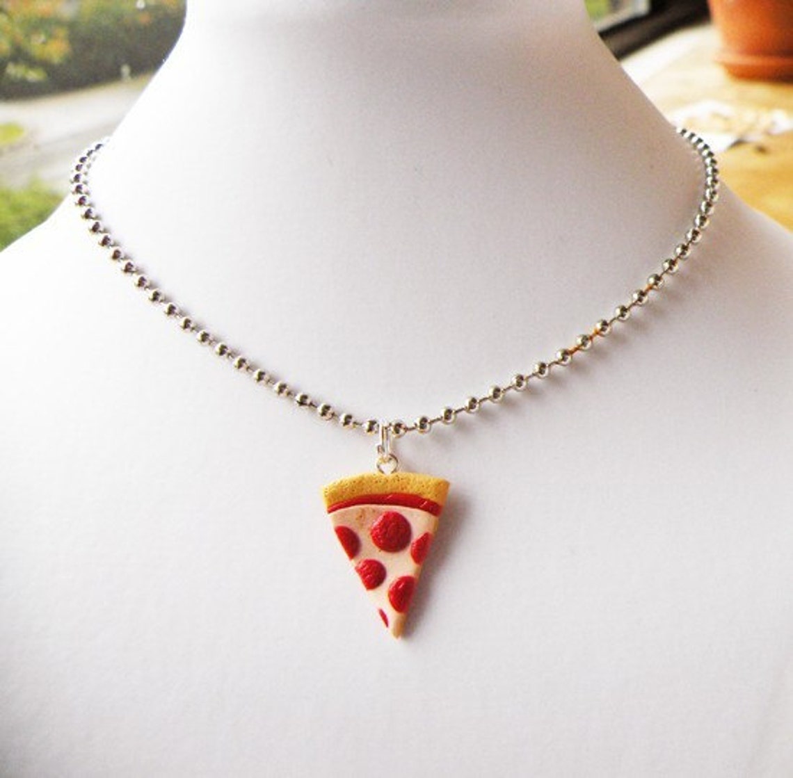 Pizza Necklace Pepperoni Pizza D1B1 Etsy