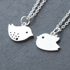 Mother and Baby Bird Necklace - (Set of 2) Best Friend Necklace, Couples Necklace   (R4B-B1)