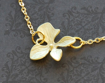 Gold Orchid Necklace