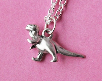 Silver Dinosaur Necklace  (R4A)