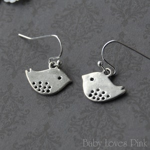 Silver Bird Earrings - Baby Sparrow