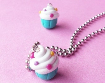 Mini Rainbow Cupcake Necklace