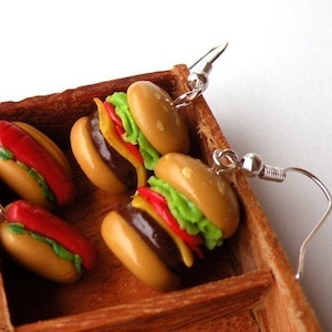 Handmade Burger Earrings