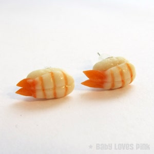 Shrimp Ebi Nigiri Sushi Stud Earrings - Japanese cuisine inspired for foodies