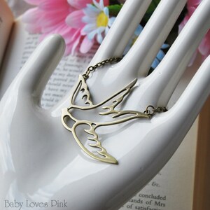 Flying Swallow Necklace Tattoo Inspired Bronze Die Cut Bronze image 4