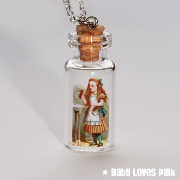 Alice in Wonderland Bottle Necklace - Drink Me Image  (R2E2)