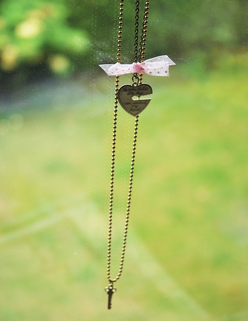 Key to My Heart Necklace Heart and Key Couples Necklace R1E3 image 3