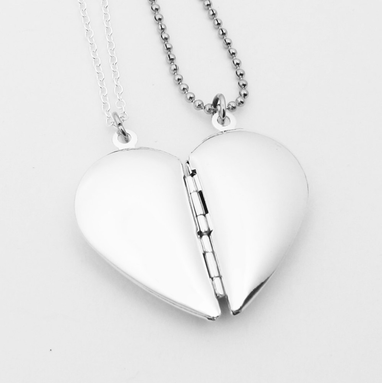 Heart Locket Matching Couples Necklace Set of 2 Photo Locket Etsy