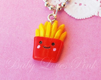 Kawaii Happy French Fries Necklace  (D2C1)